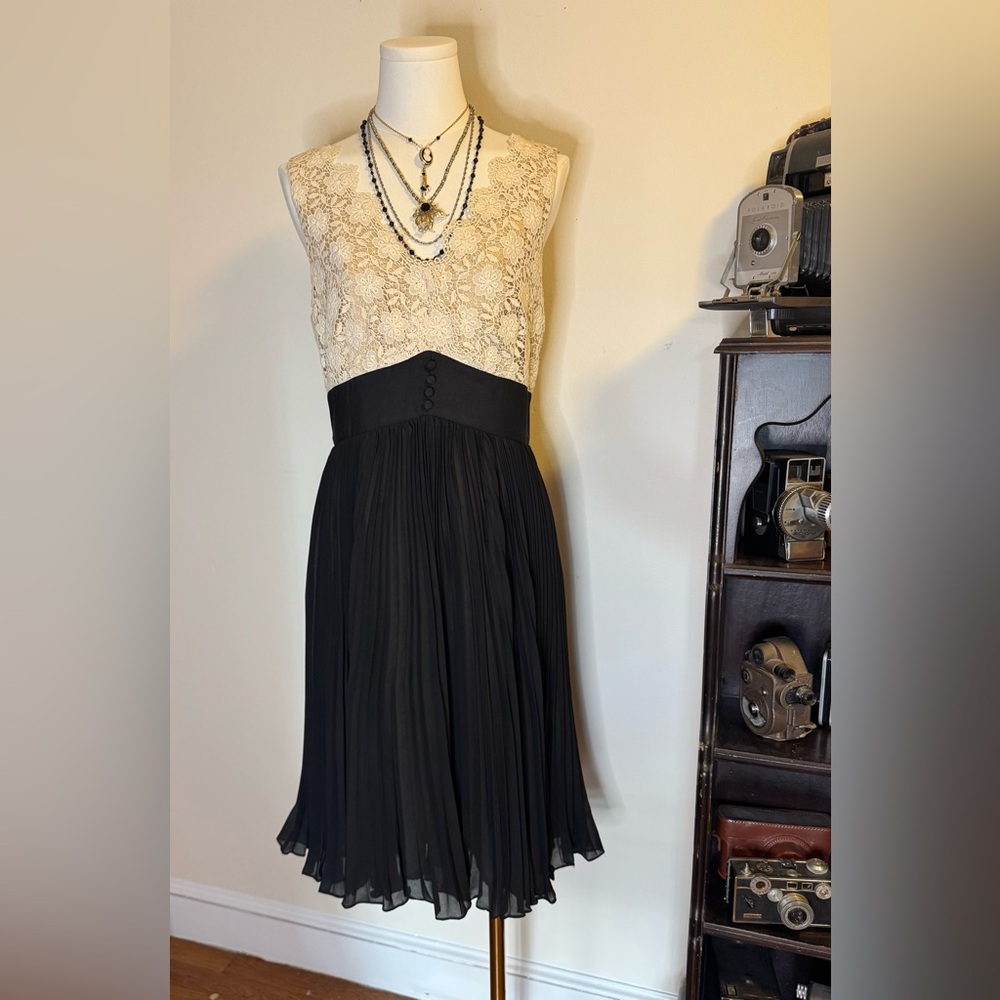 Floreat Black and Cream Midi Dress